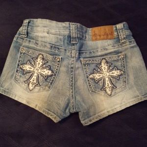 Junior Denim Shorts Bling Light Wash Distressed